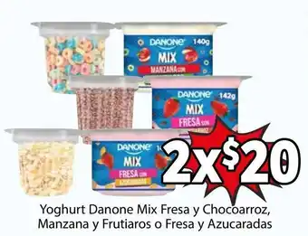 Yoghurt Danone Mix Fresa y Chococarroz, Manzana y Frutiaros o Fresa y Azucaradas x2