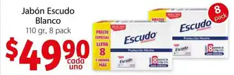 Soriana Mercado Jabón Escudo Blanco 8x110g oferta