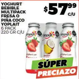 Merco Yoplait yoghurt bebible multipack fresa o piña coco oferta