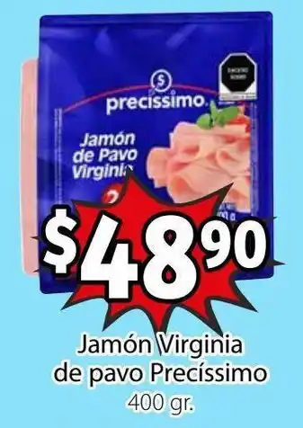 Soriana Híper Jamón Virginia de Pavo Precíssimo 400g oferta