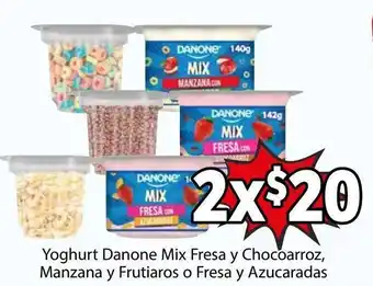 Soriana Híper Yoghurt Danone Mix Fresa y Chocoarroz, Manzana y Frutiaros o Fresa y Azucaradas x2 oferta