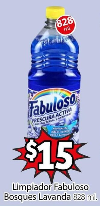 Soriana Híper Limpiador Fabuloso Bosques Lavanda 828ml oferta