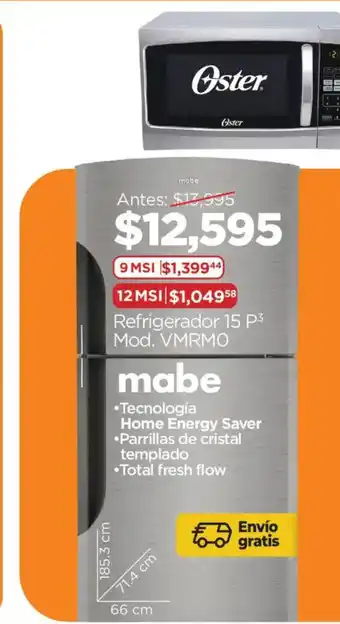 Mabe refrigerador 15 p3 mod. vmrmo