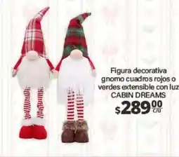 La Comer Cabin dreams figura decorativa gnomo cuadros rojos o verdes extensible con luz oferta