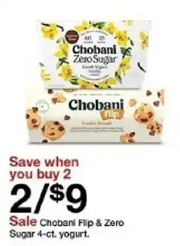 Target Chobani Flip & Zero Sugar 4-ct. yogurt oferta