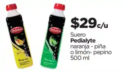 Chedraui Pedialyte suero naranja - piña o limón - pepino oferta