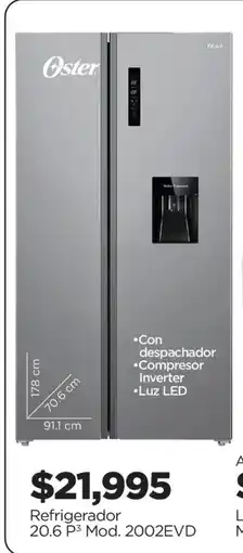 Chedraui Oster refrigerador 20.6 p³ mod. 2002evd oferta