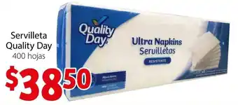 Soriana Híper Servilleta Quality Day 400 hojas oferta
