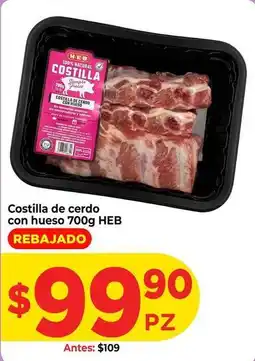 HEB Heb - costilla de cerdo con hueso oferta