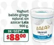 Soriana Híper Lala - yoghurt batido griego natural sin azúcar oferta