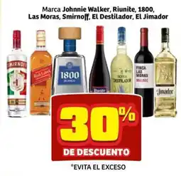 Soriana Mercado Johnnie Walker, Riunite, 1800, Las Moras, Smirnoff, El Destilador, El Jimador oferta