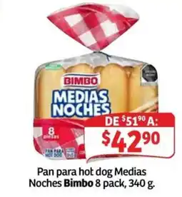 Soriana Mercado Bimbo Pan para hot dog Medias Noches oferta