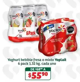 Soriana Súper Yoplait yoghurt bebible fresa o mixto oferta