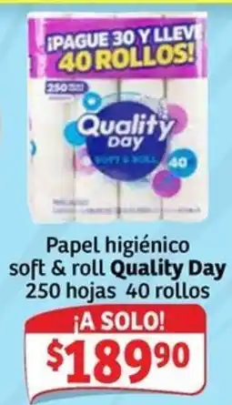 Soriana Mercado Quality Day papel higiénico soft & roll oferta