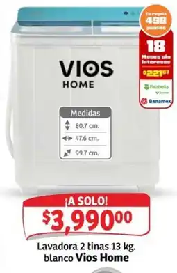 Soriana Mercado Vios Home Lavadora 2 tinas blanco oferta