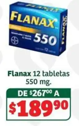 Soriana Súper Flanax 12 tabletas 550 mg. oferta
