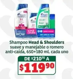 Soriana Súper Head & Shoulders shampoo suave y manejable o romero anti-caída oferta
