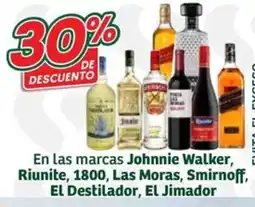 Soriana Súper johnnie walker riunite 1800 las moras smirnoff el destilador el jimador oferta