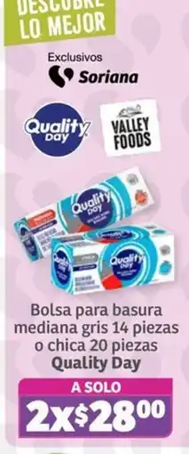 Soriana Súper Quality Day Bolsa para basura mediana gris o chica oferta