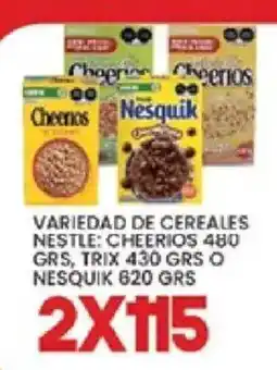 Alsuper Variedad de cereales nestle: cheerios, trix o nesquik oferta