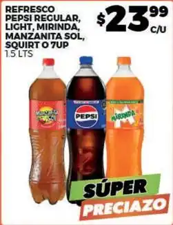Merco Pepsi - refresco regular, light, mirinda, squirt o 7up oferta