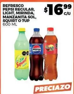 Merco Pepsi - refresco regular, light, mirinda, manzanita sol, squirt oferta