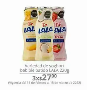 La Comer Yogurt bebible lala 220g x 3 oferta