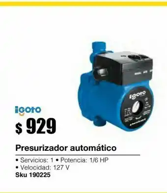 Presurizador automatico 1/6 hp 127v