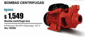Sodimac Homecenter Bomba centrifuga duo 3/4 hp 127v oferta