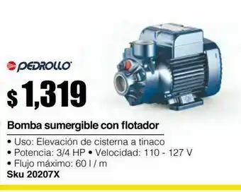 Sodimac Homecenter Bomba de agua periférica de 0.5 hp, para elevación de cisterna a tinaco oferta