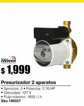 Presurizador rw 12 mini 2 aparatos