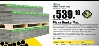 Sodimac Homecenter Panel cemento 1/2" bunkermax oferta
