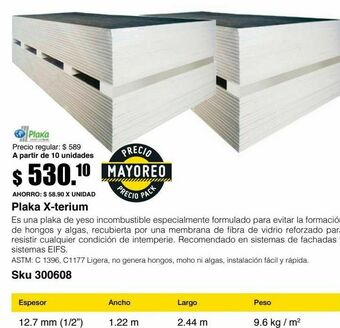 Sodimac Homecenter Panel yeso fv 1/2" xterium oferta
