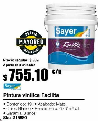 Sodimac Homecenter Pintura vinílica facilita oferta