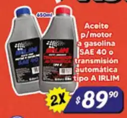 El Florido Irlim Aceite p/motor a gasolina SAE 40 o transmision automatica tipo A oferta