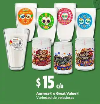 Aurrera® o Great Value® Variedad de veladoras