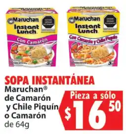Casa Ley Maruchan sopa instantánea de camarón y chile piquín o camarón oferta