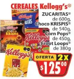 Casa Ley Kellogg's ZUCARITAS Choco KRISPIs Corn Pops Froot Loops oferta