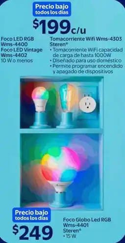 Walmart Steren Foco LED RGB Wms-4400 Foco LED Vintage Wms-4402 Foco Globo Led RGB Wms-4401 oferta
