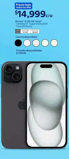 Walmart iphone 15 128 gb telcel oferta