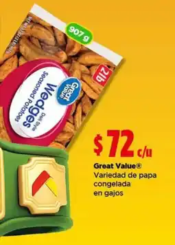 Bodega Aurrerá Great Value Variedad de papa congelada en gajos oferta