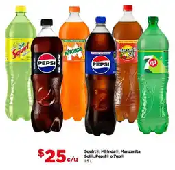 Bodega Aurrerá Squirt Mirinda Manzanita Sol Pepsi 7up oferta