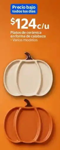 Walmart Platos de cerámica en forma de calabaza oferta
