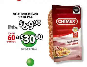 Soriana Híper Salchicha Chimex 1.2kg pza oferta