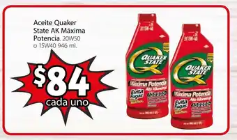 Soriana Express Aceite Quaker State AK Maxima Potencia 20W50 o 15W40 946ml oferta