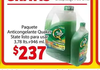 Paquete Anticongelante Quaker State Listo Para usar 3.78lts + 946 ml
