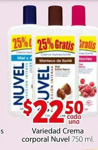 Variedad Crema Corporal Nuvel 750 ml