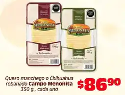Soriana Híper Campo Menonita Queso manchego o Chihuahua oferta