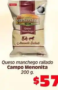 Soriana Híper Menonita - queso manchego rallado oferta