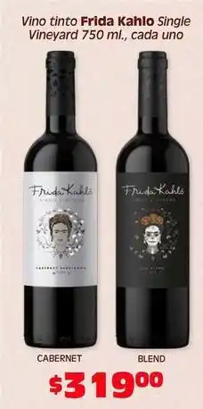 Soriana Híper Frida - vino tinto single vineyard 750 ml oferta